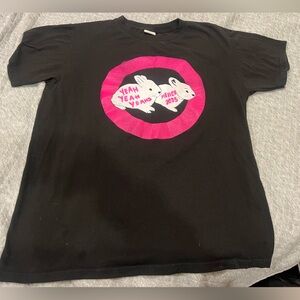 Band Yeah Yeahs Black T-Shirt with Pink Bunny Graphic
